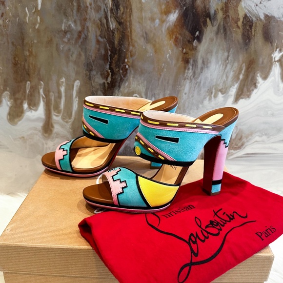 $1295 Christian Louboutin Azunika 120 Aztec Slide Sandals 38.5 - Picture 2 of 7